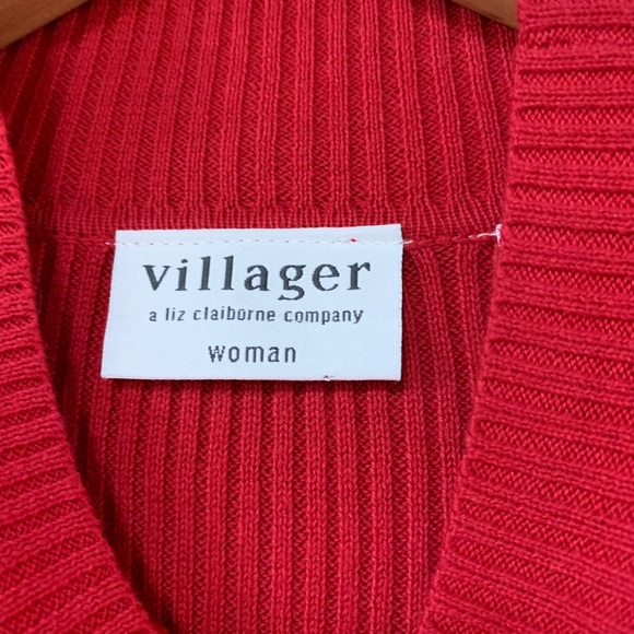 Villager Woman Cherry Red Cotton Turtleneck 2 - Picture 3 of 6
